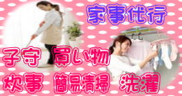 子守・買い物・炊事・簡易清掃・洗濯など家事代行